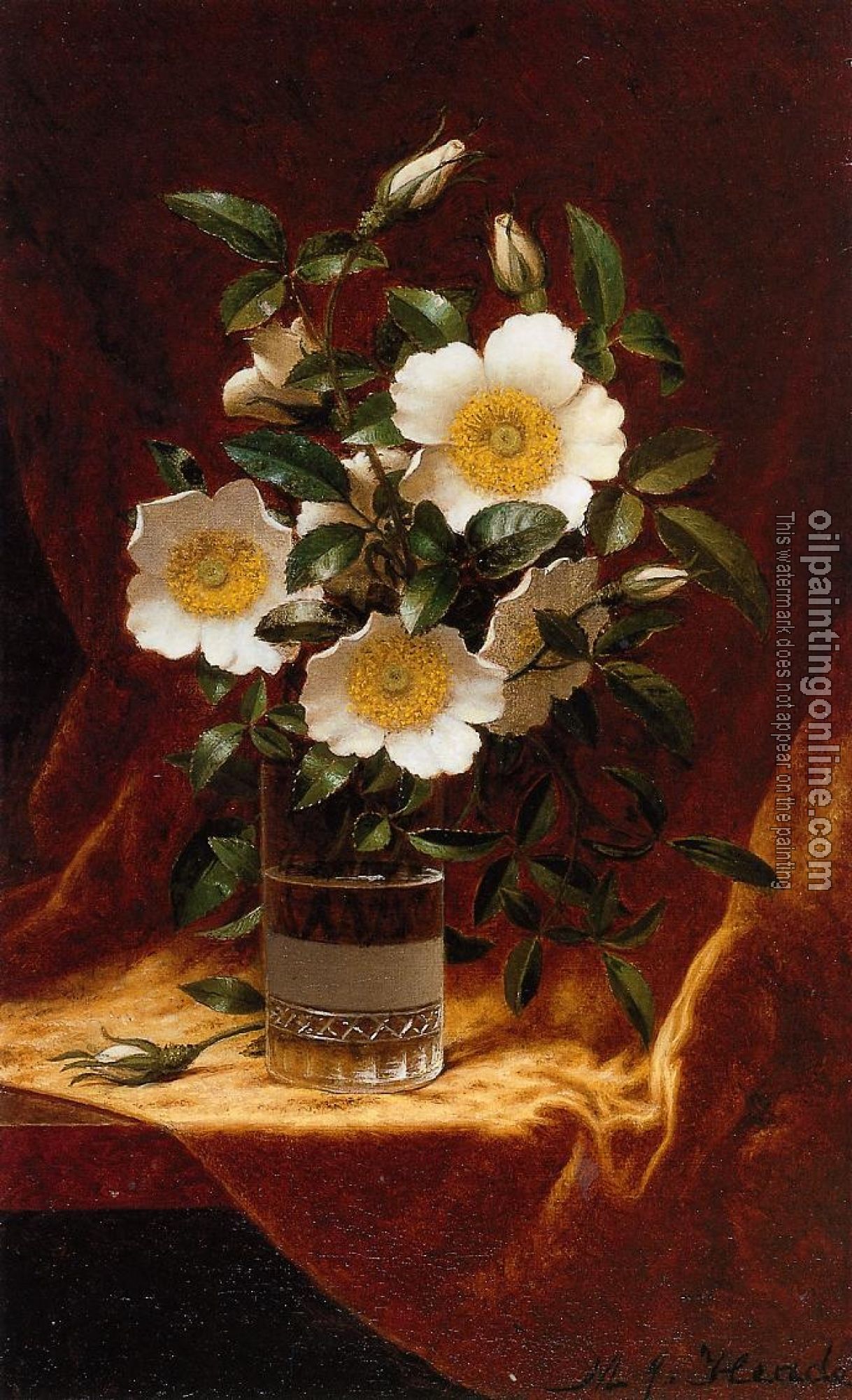 Heade, Martin Johnson - Cherokee Roses in a Glass